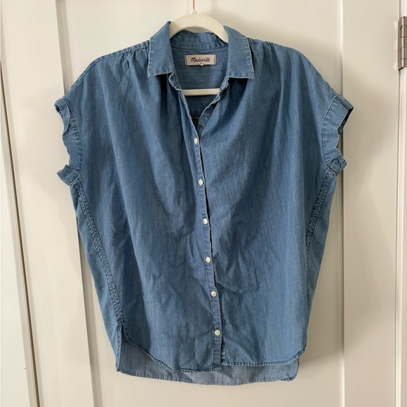 MADEWELL | cotton blend oversized button up denim blouse size XS - Picture 1 of 5